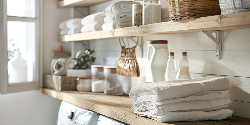 Shelving with linens